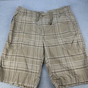 Nike Sportswear Shorts Mens XL Extra Large Plaid Beige Drawstring Beach Golf Dad